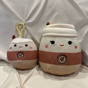 Squishmallows Renee Coffee on the Go Official KellyToy and Bag Clip Set NWT ☕️